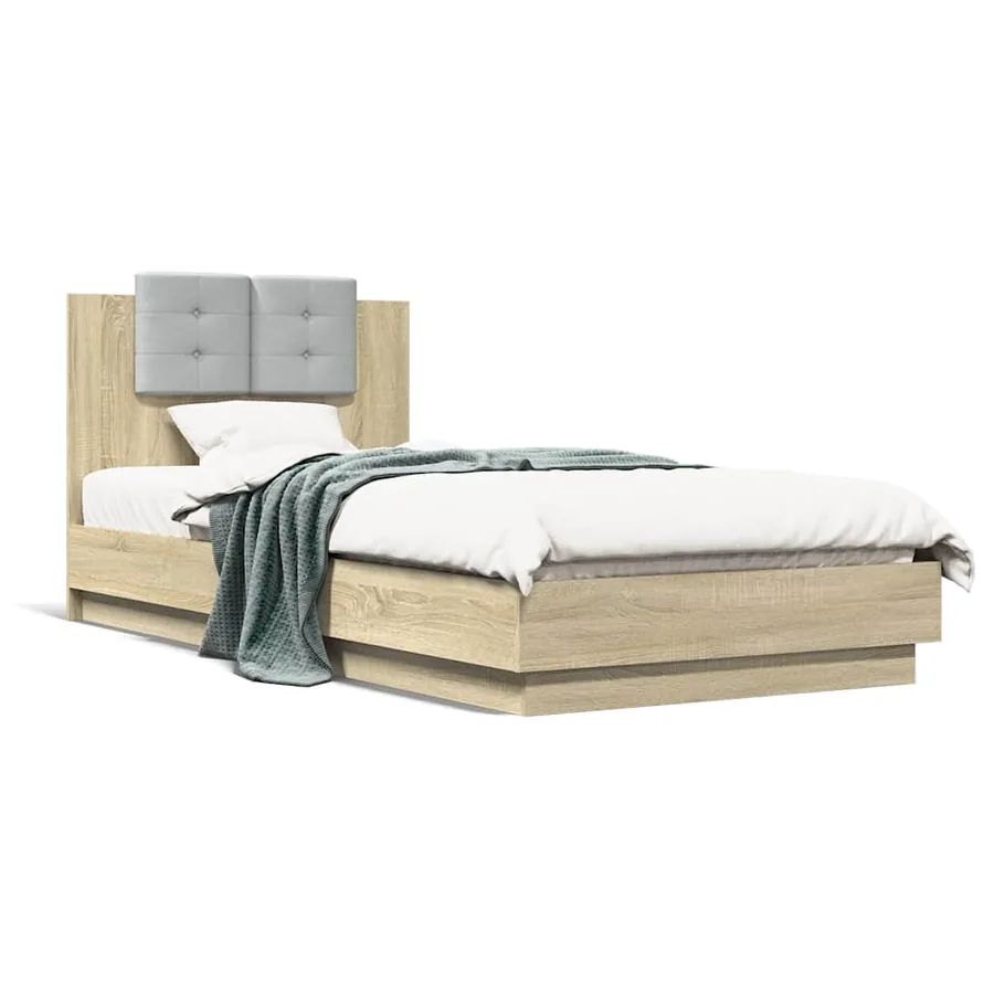 Cadre de lit avec LED sans matelas chêne sonoma 90x200 cm - 5