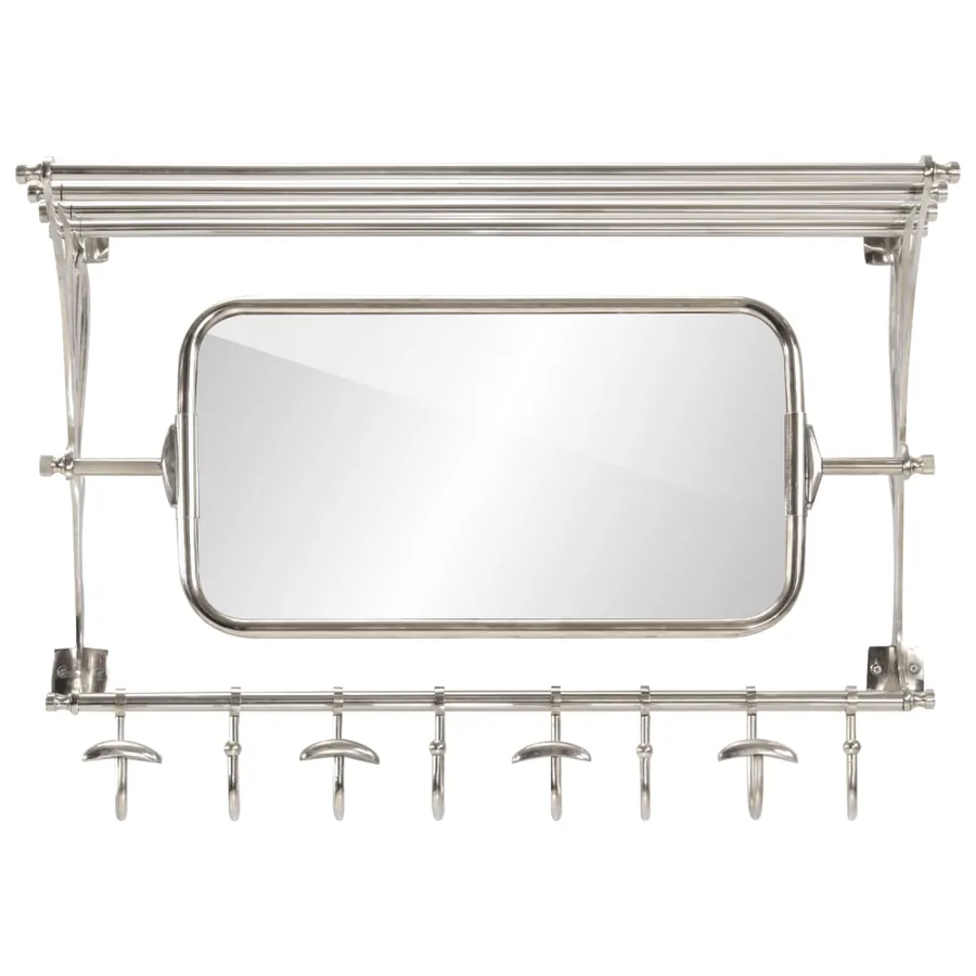 Porte-bagages avec cintres et miroir mural aluminium - 2