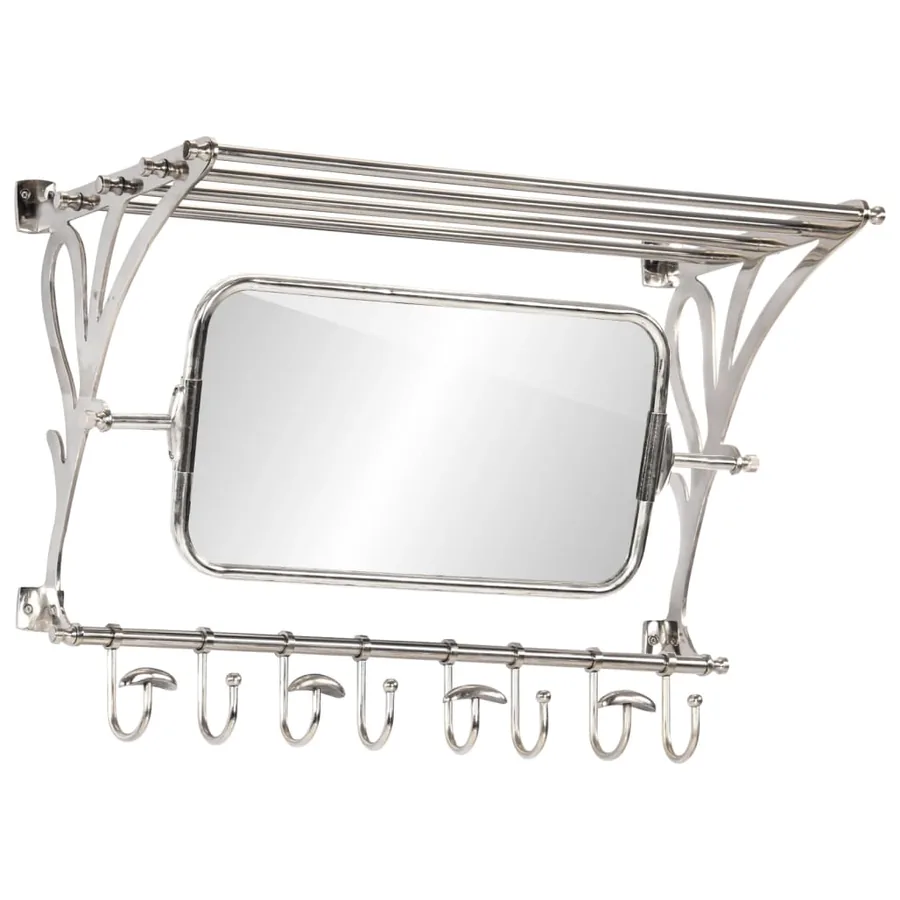 Porte-bagages avec cintres et miroir mural aluminium - 3