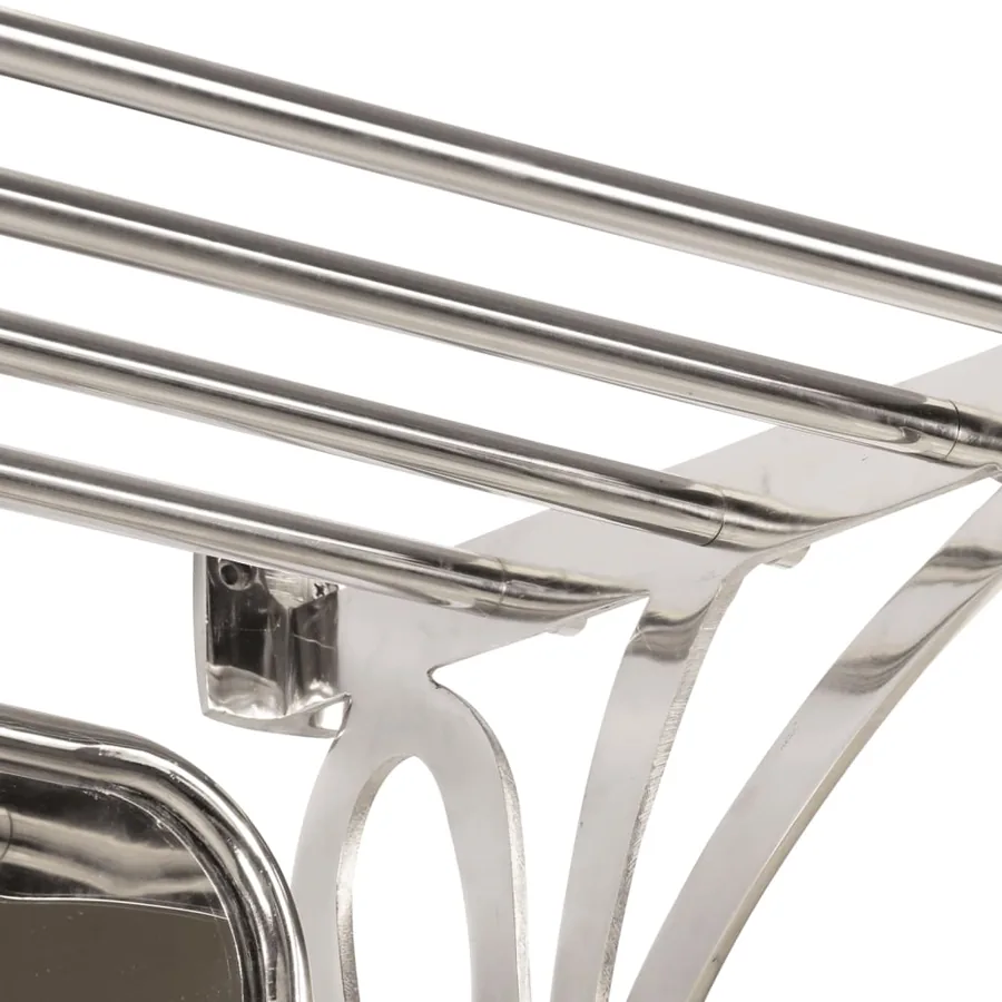 Porte-bagages avec cintres et miroir mural aluminium - 6
