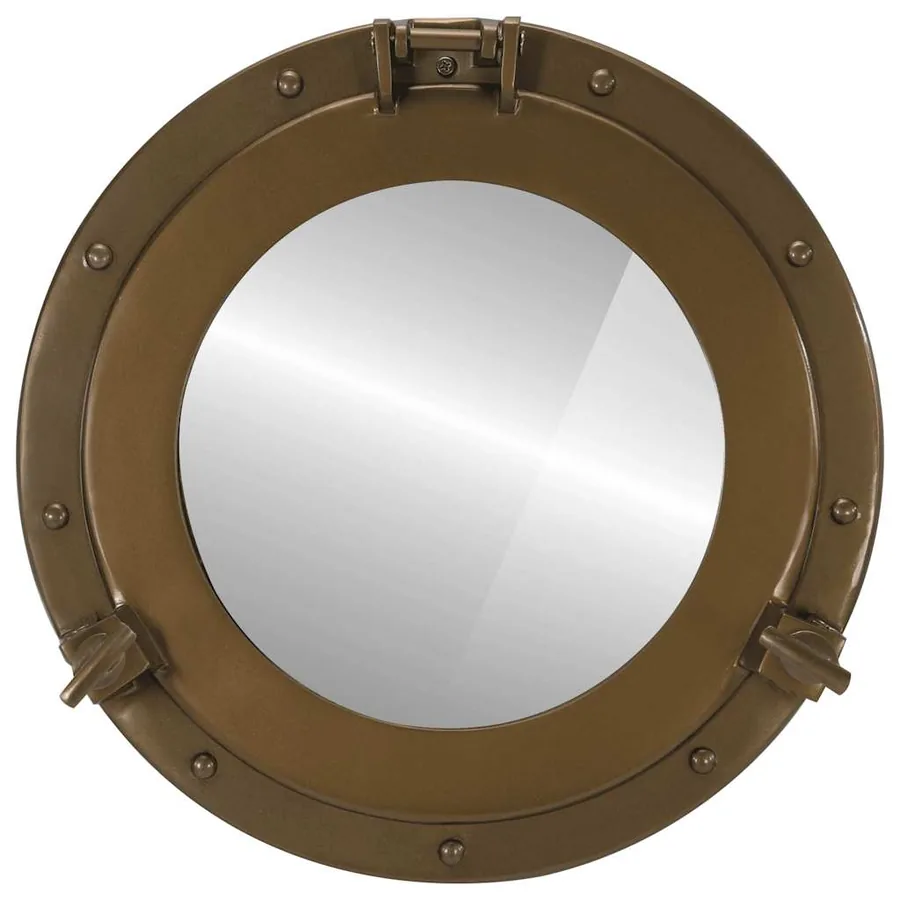 Miroir en forme de hublot mural Ø38 cm aluminium et verre - 2