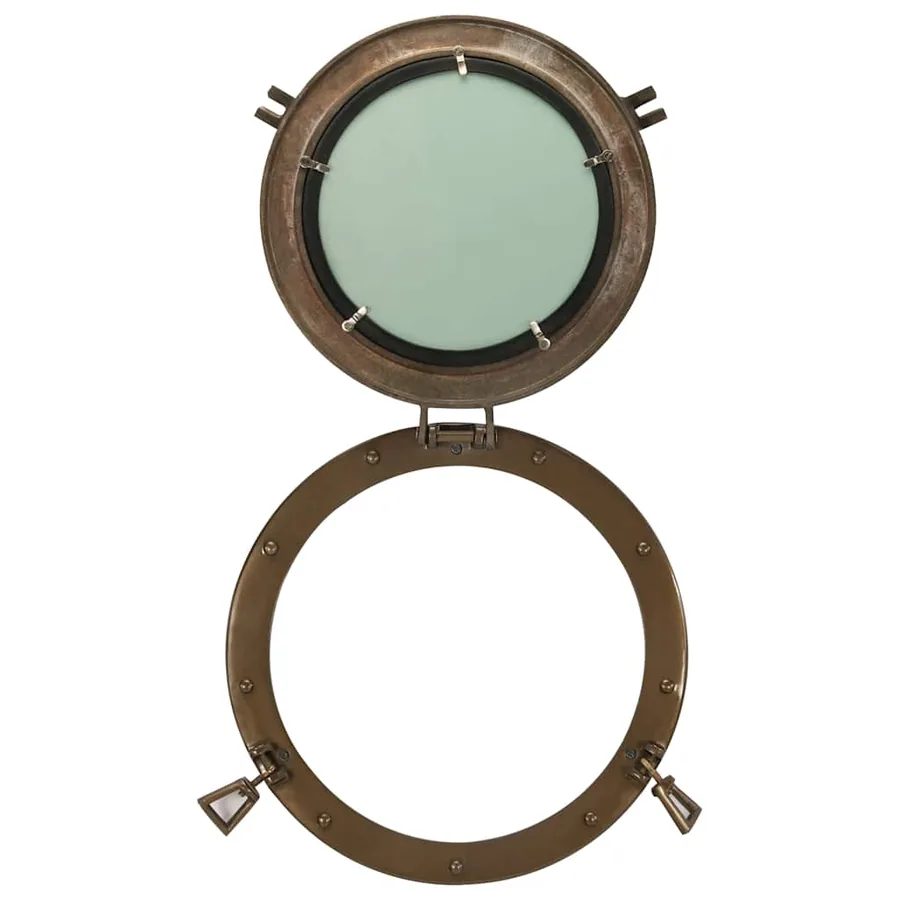 Miroir en forme de hublot mural Ø38 cm aluminium et verre - 4