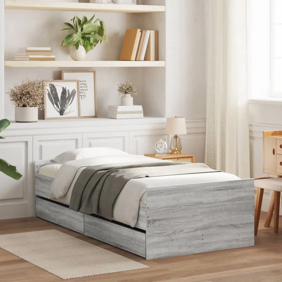 Cadre de lit sans matelas sonoma gris 75x190 cm