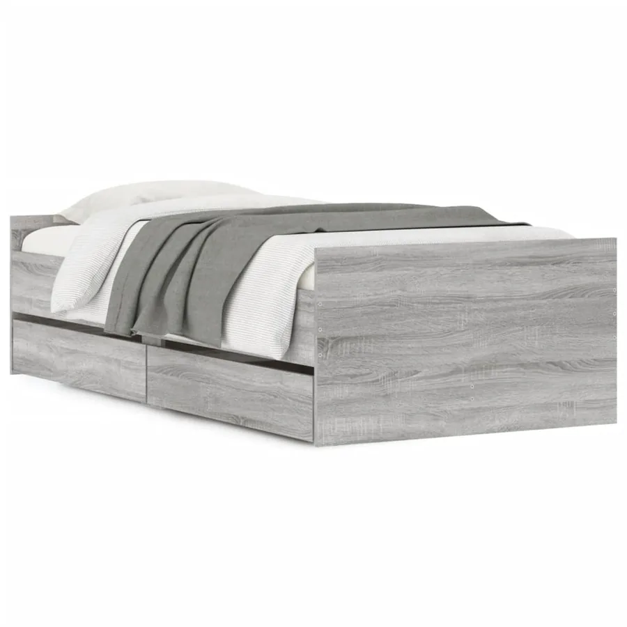Cadre de lit sans matelas sonoma gris 75x190 cm - 2