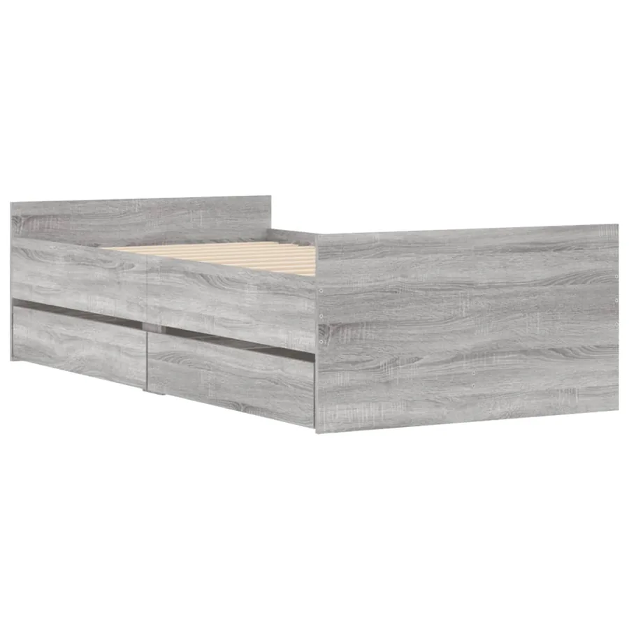 Cadre de lit sans matelas sonoma gris 75x190 cm - 3