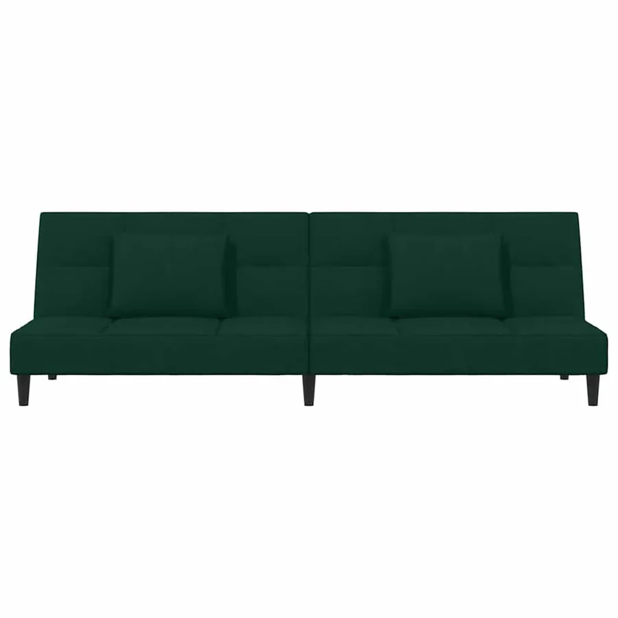 Canapé-lit à 2 places avec deux oreillers Vert foncé Velours - 4