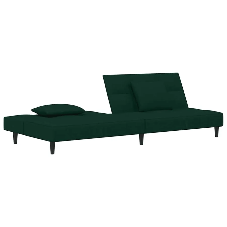 Canapé-lit à 2 places avec deux oreillers Vert foncé Velours - 5