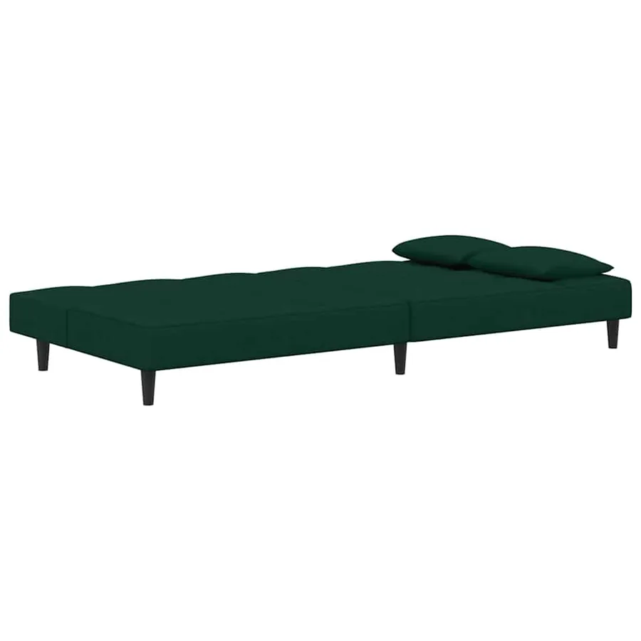 Canapé-lit à 2 places avec deux oreillers Vert foncé Velours - 6