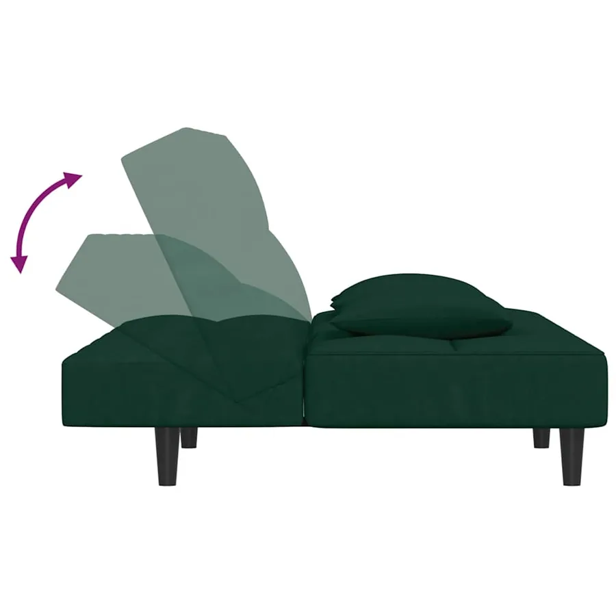 Canapé-lit à 2 places avec deux oreillers Vert foncé Velours - 7