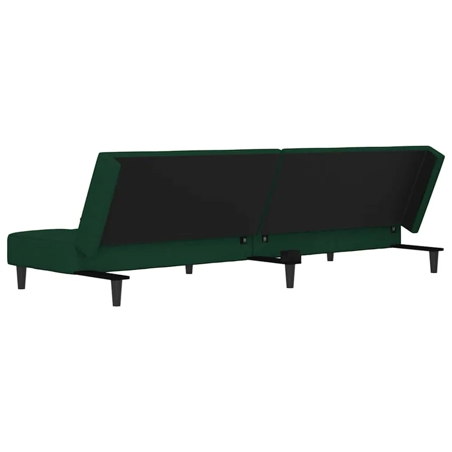 Canapé-lit à 2 places avec deux oreillers Vert foncé Velours - 8