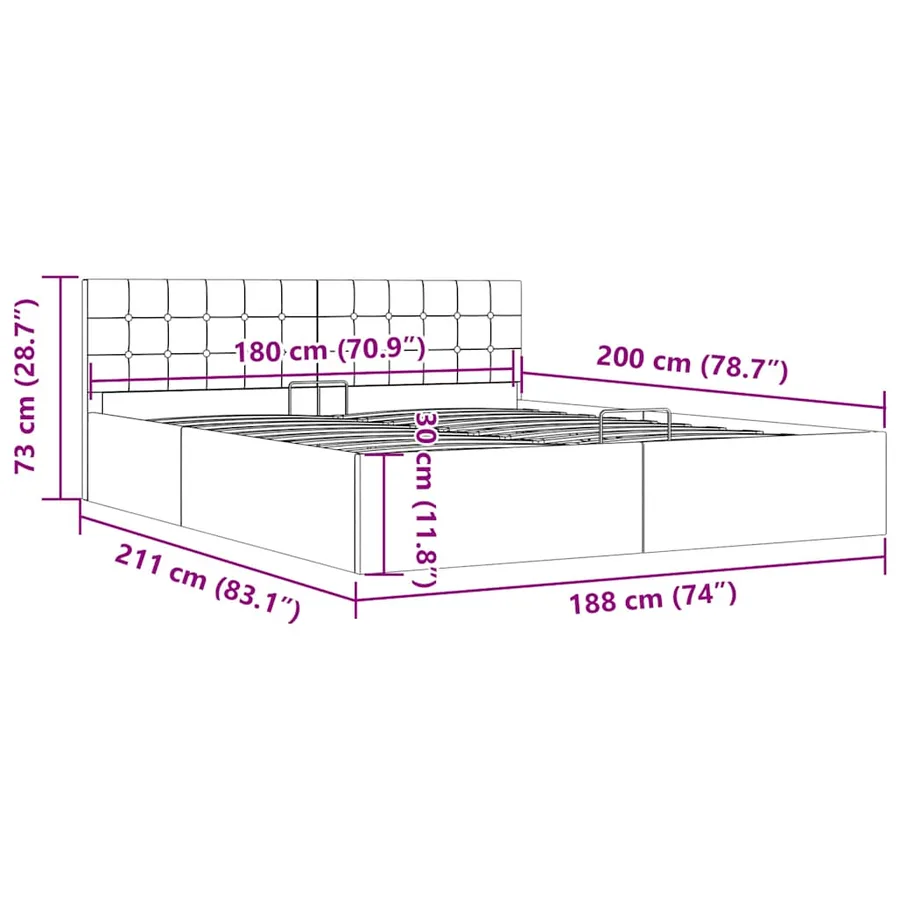 Cadre de lit à rangement hydraulique sans matelas 180x200 cm - 11