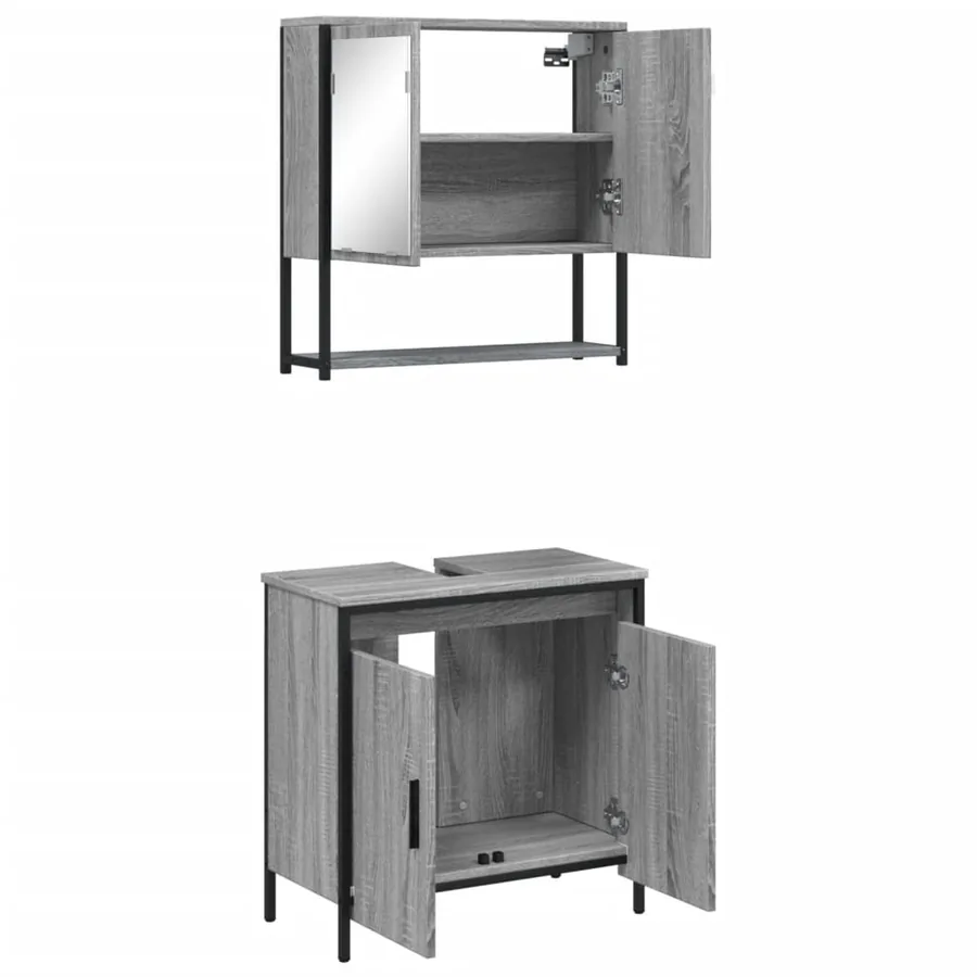 Ensemble de meubles de salle de bain 2 pcs Sonoma gris - 6