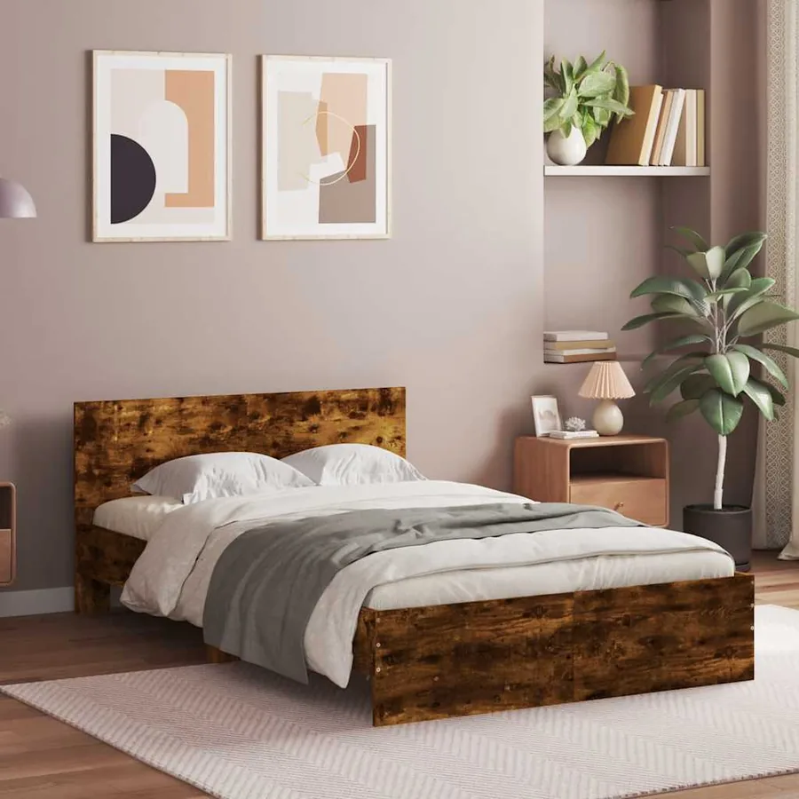 Cadre de lit avec tête de lit et LED chêne fumé 120x190 cm - 4