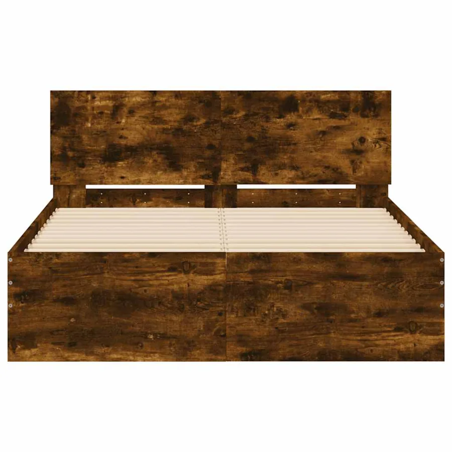 Cadre de lit avec tête de lit et LED chêne fumé 120x190 cm - 7