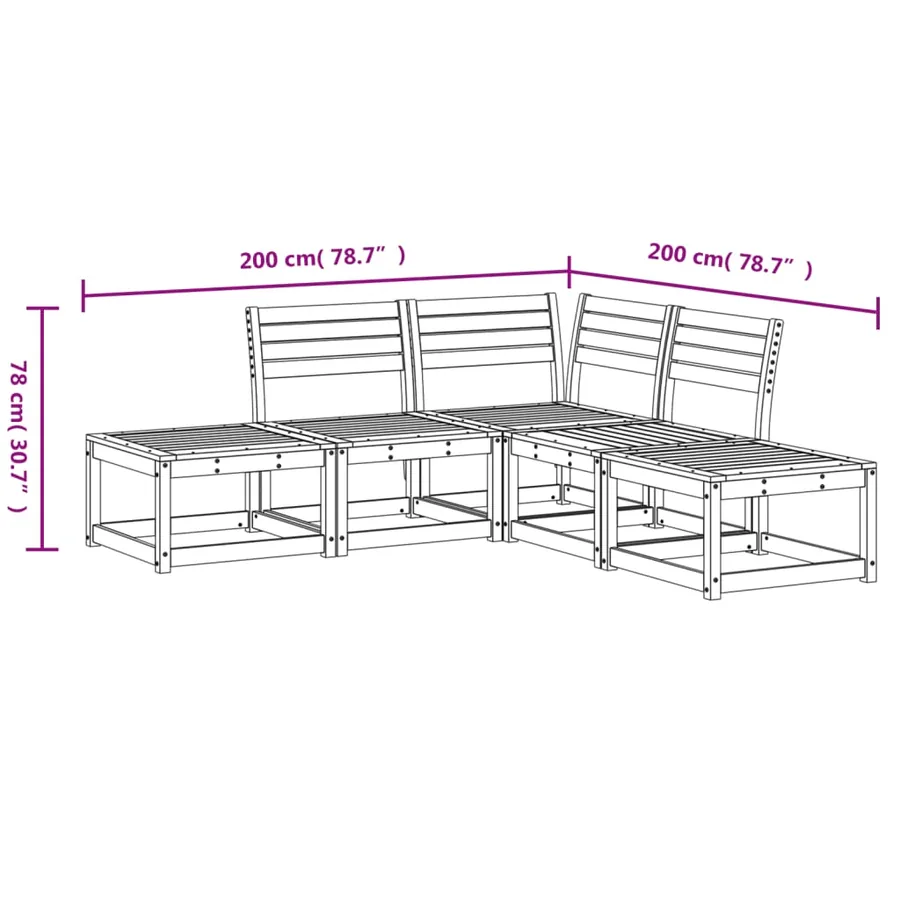 Salon de jardin 5 pcs bois de pin massif - 8