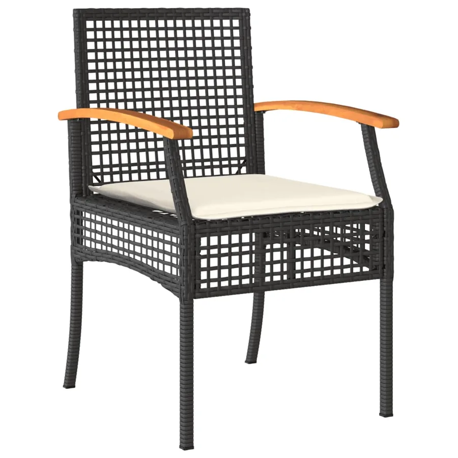 Ensemble à manger de jardin coussins 5pcs Noir Résine tressée - 3
