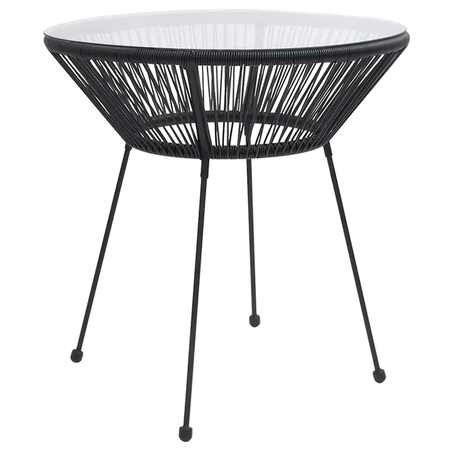 Ensemble à dîner d'extérieur 3 pcs Rotin PVC Noir - 4