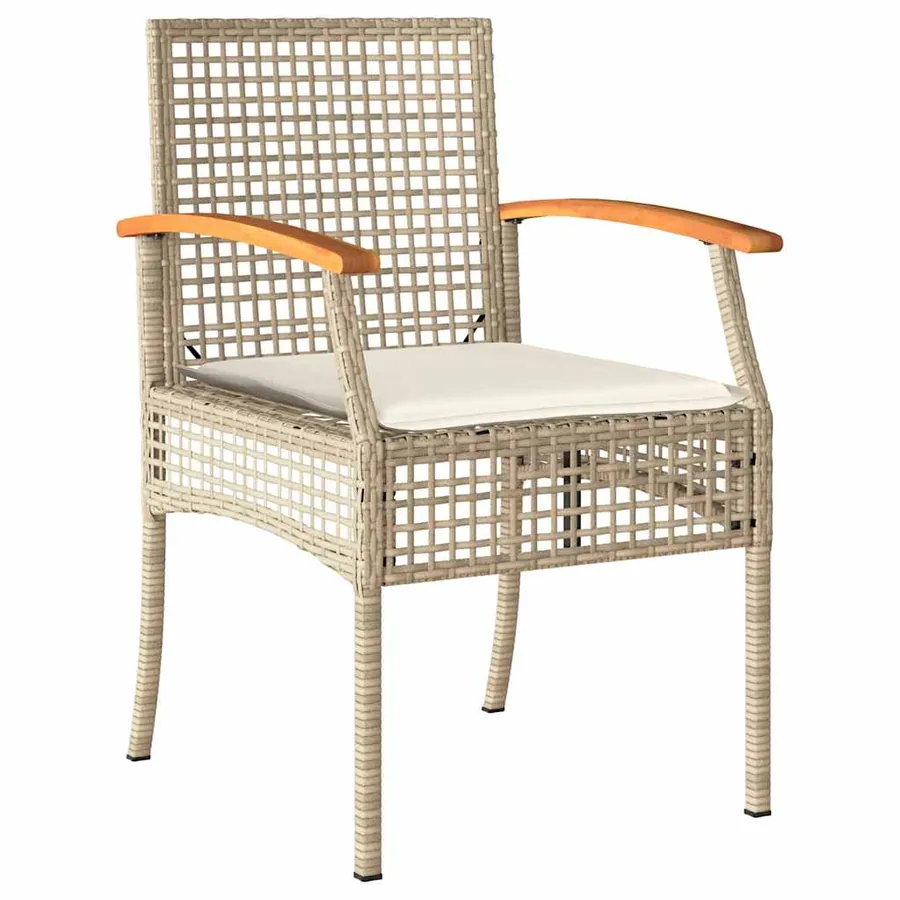 Ensemble à manger de jardin et coussins 3 pcs Beige poly rotin - 3