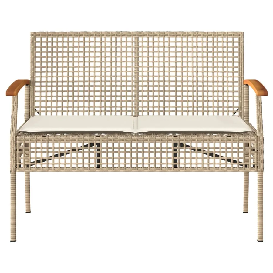 Salon de jardin avec coussins 4 pcs beige résine tressée - 5