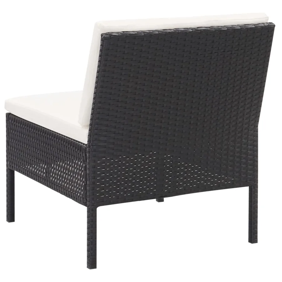 Salon de jardin 6 pcs avec coussins Résine tressée Noir - 11