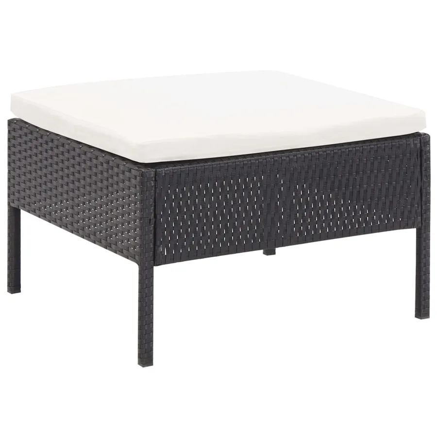 Salon de jardin 6 pcs avec coussins Résine tressée Noir - 12
