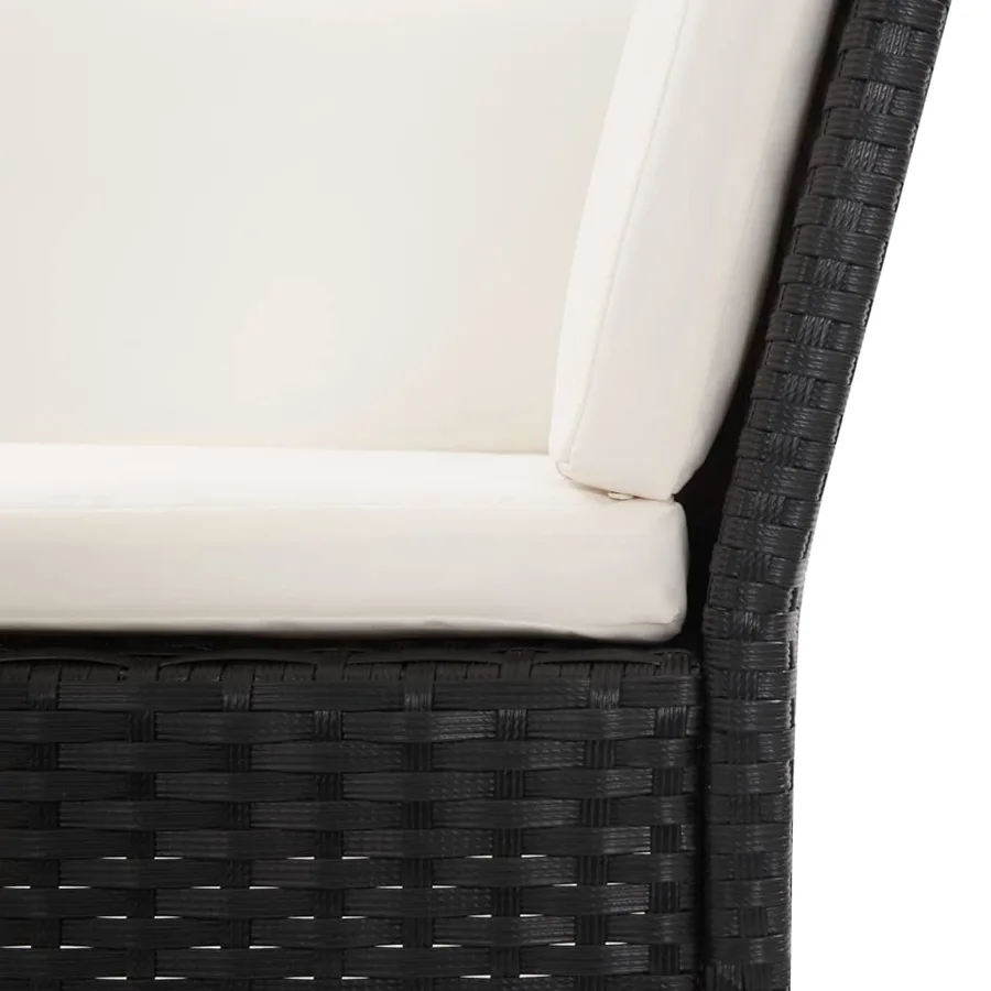 Salon de jardin 6 pcs avec coussins Résine tressée Noir - 15