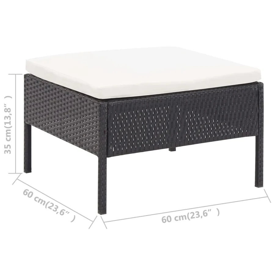 Salon de jardin 6 pcs avec coussins Résine tressée Noir - 18