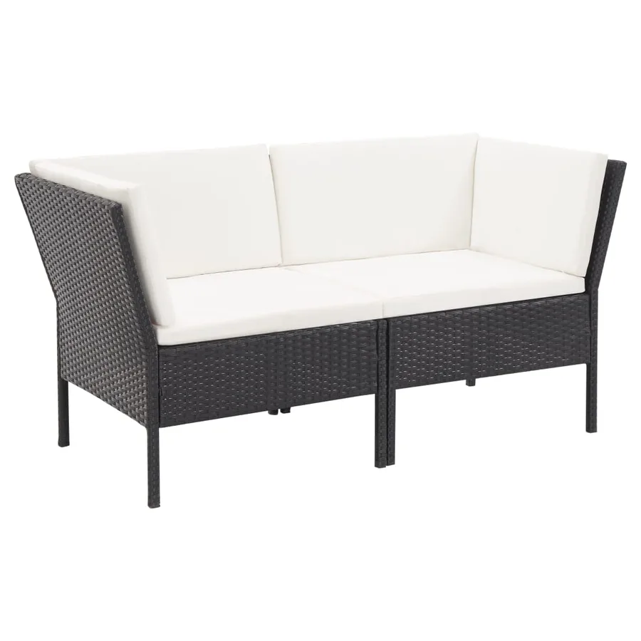Salon de jardin 6 pcs avec coussins Résine tressée Noir - 3