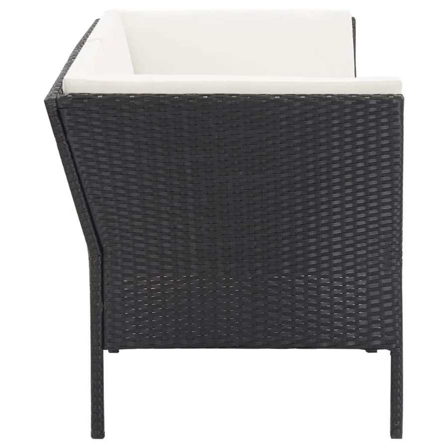 Salon de jardin 6 pcs avec coussins Résine tressée Noir - 5