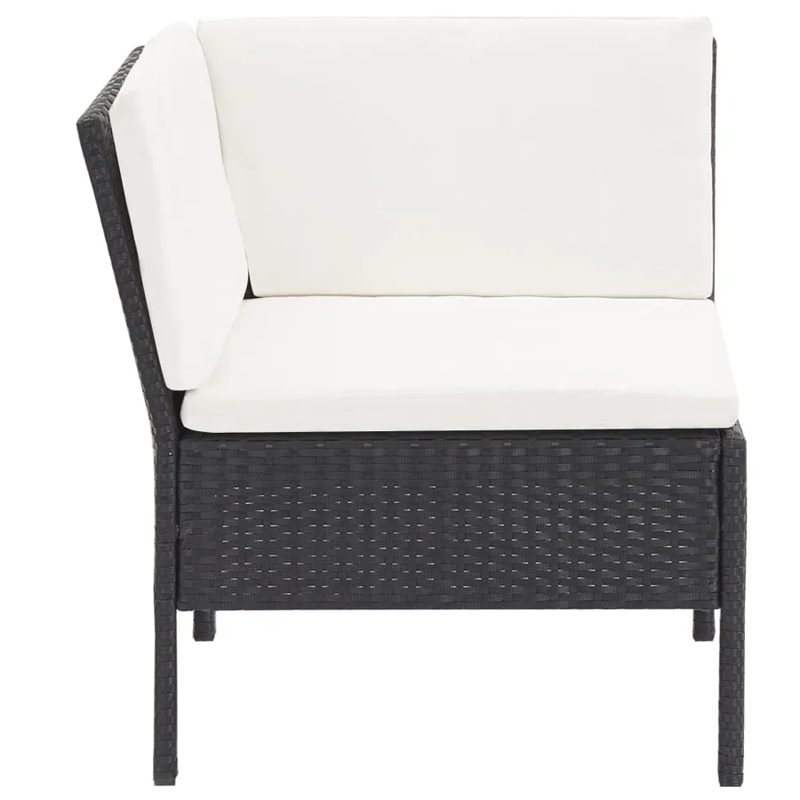 Salon de jardin 6 pcs avec coussins Résine tressée Noir - 7