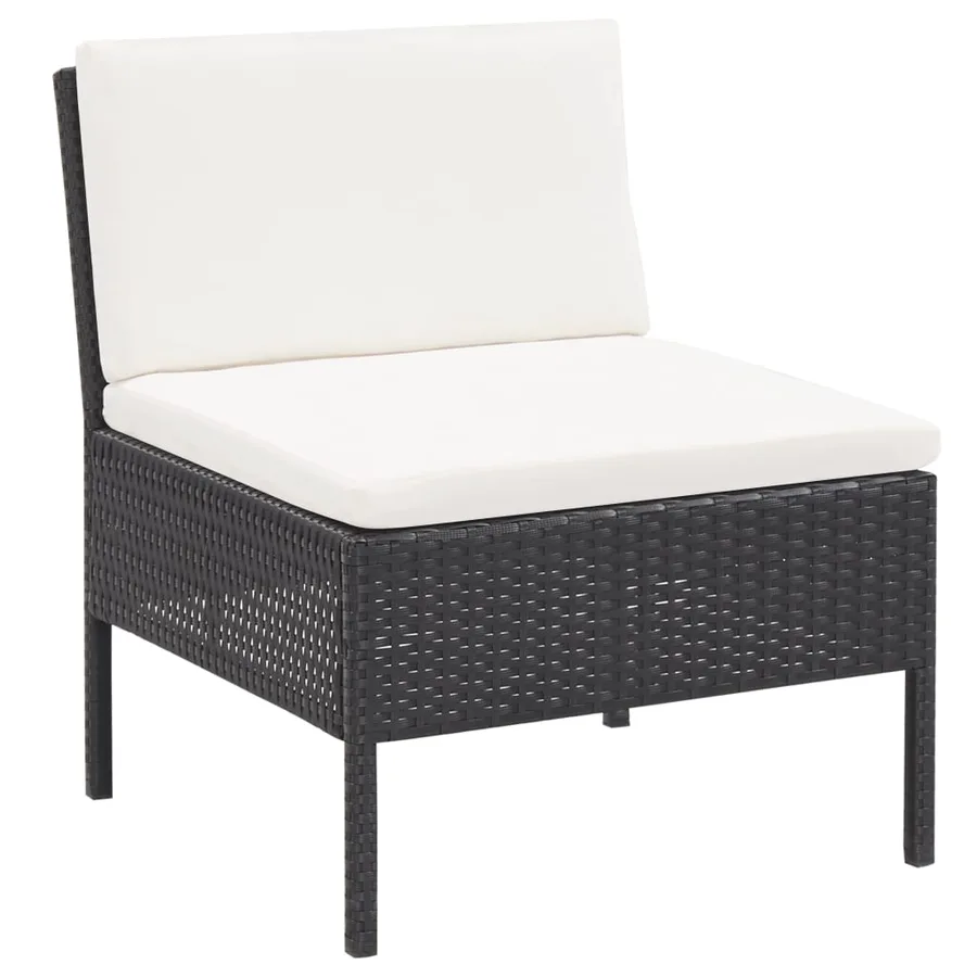 Salon de jardin 6 pcs avec coussins Résine tressée Noir - 9