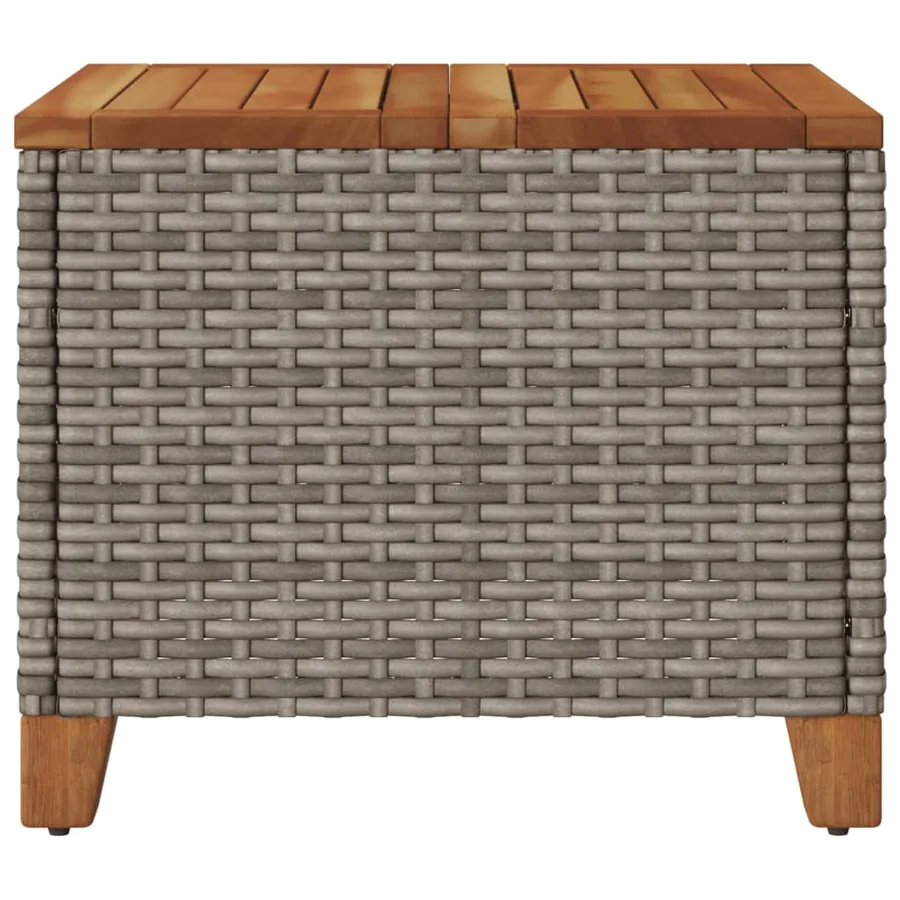 Table de jardin gris 45x45x37 cm résine tressée et bois acacia - 7