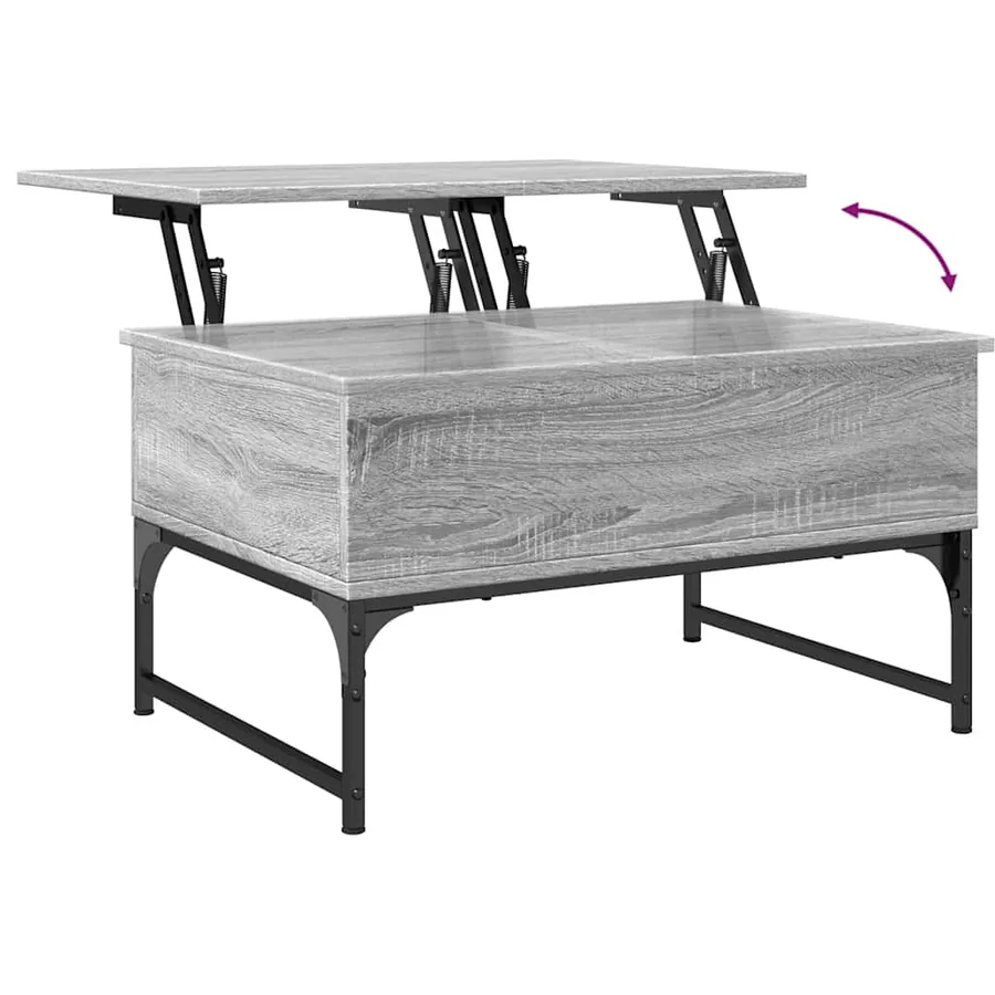 Table basse sonoma gris 70x50x40 cm bois d'ingénierie et métal - 8