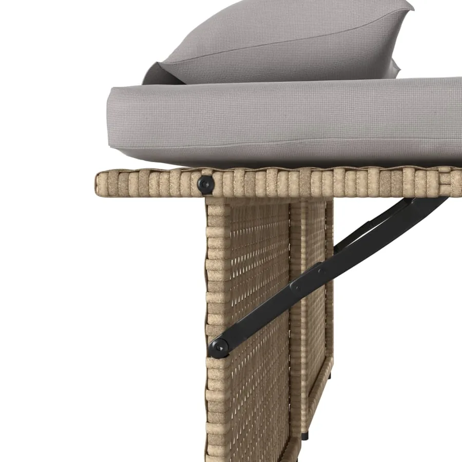 Banc inclinable de jardin avec coussins beige résine tressée - 12