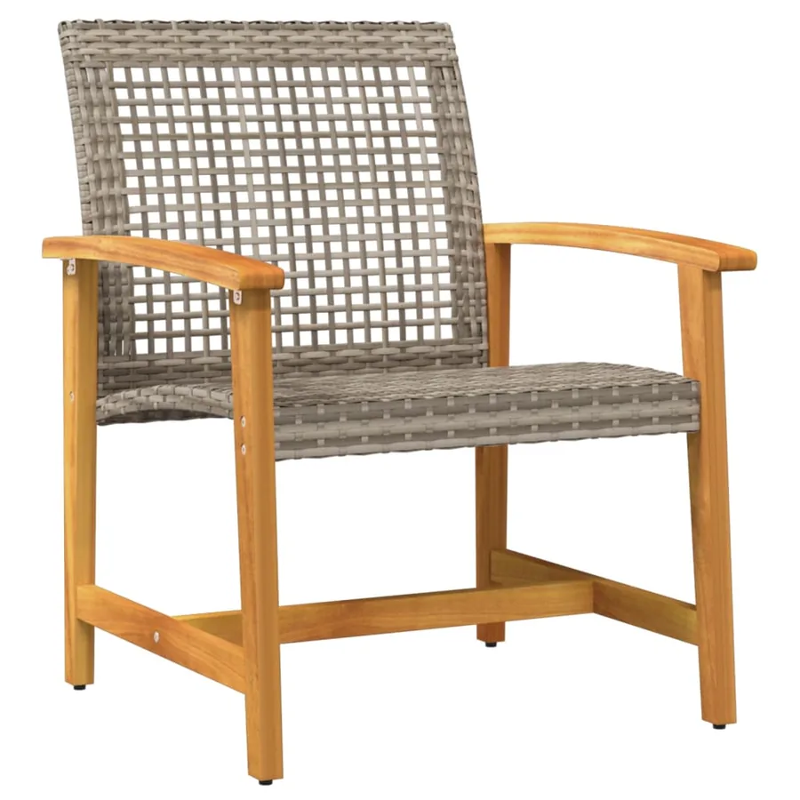 Chaises de jardin lot de 2 gris résine tressée et bois d’acacia - 3