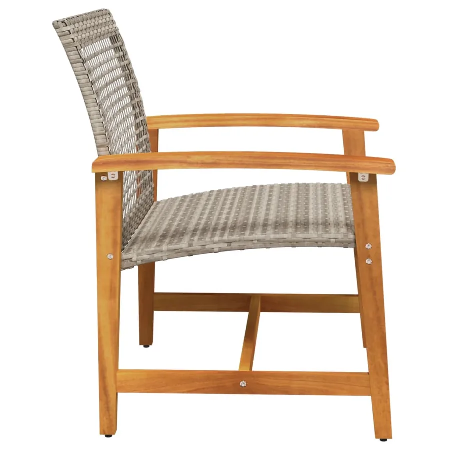 Chaises de jardin lot de 2 gris résine tressée et bois d’acacia - 5