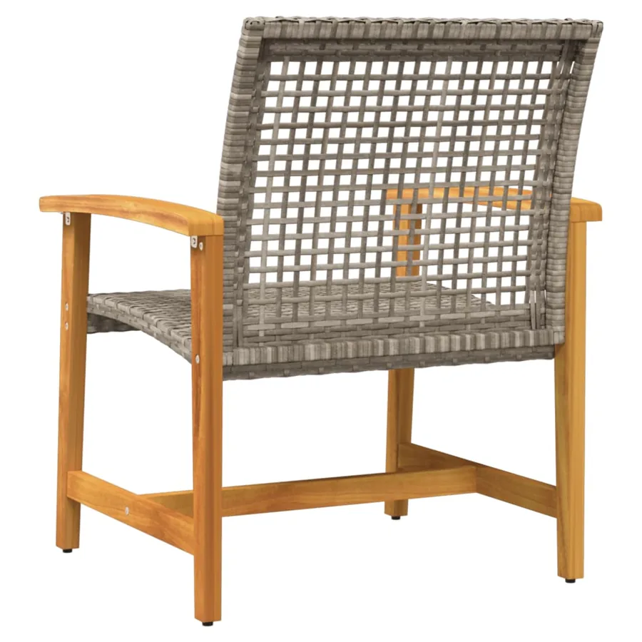 Chaises de jardin lot de 2 gris résine tressée et bois d’acacia - 6