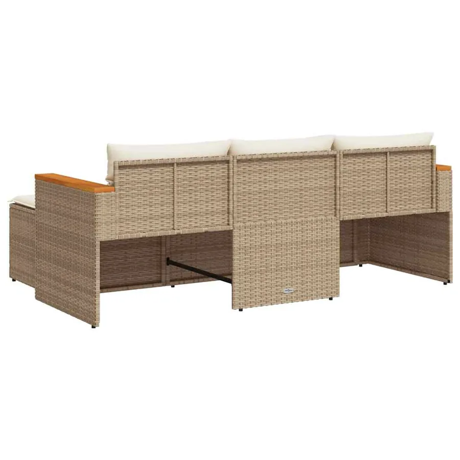 Salon de jardin avec coussins 3 pcs beige résine tressée - 4
