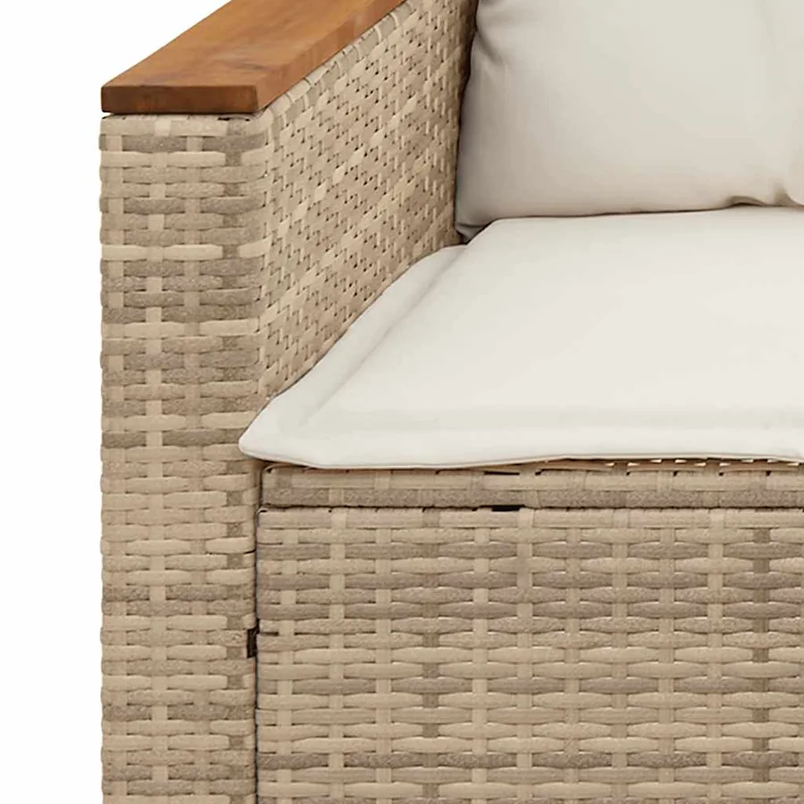 Salon de jardin avec coussins 3 pcs beige résine tressée - 6