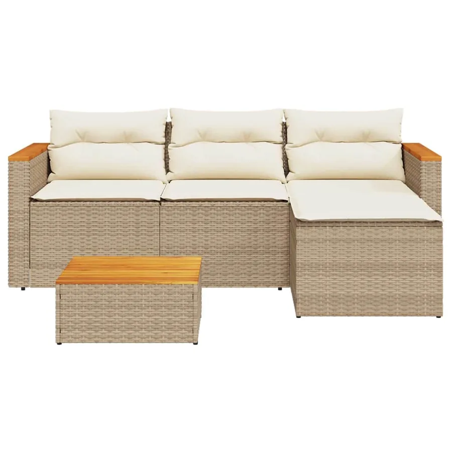 Salon de jardin avec coussins 3 pcs beige résine tressée - 7