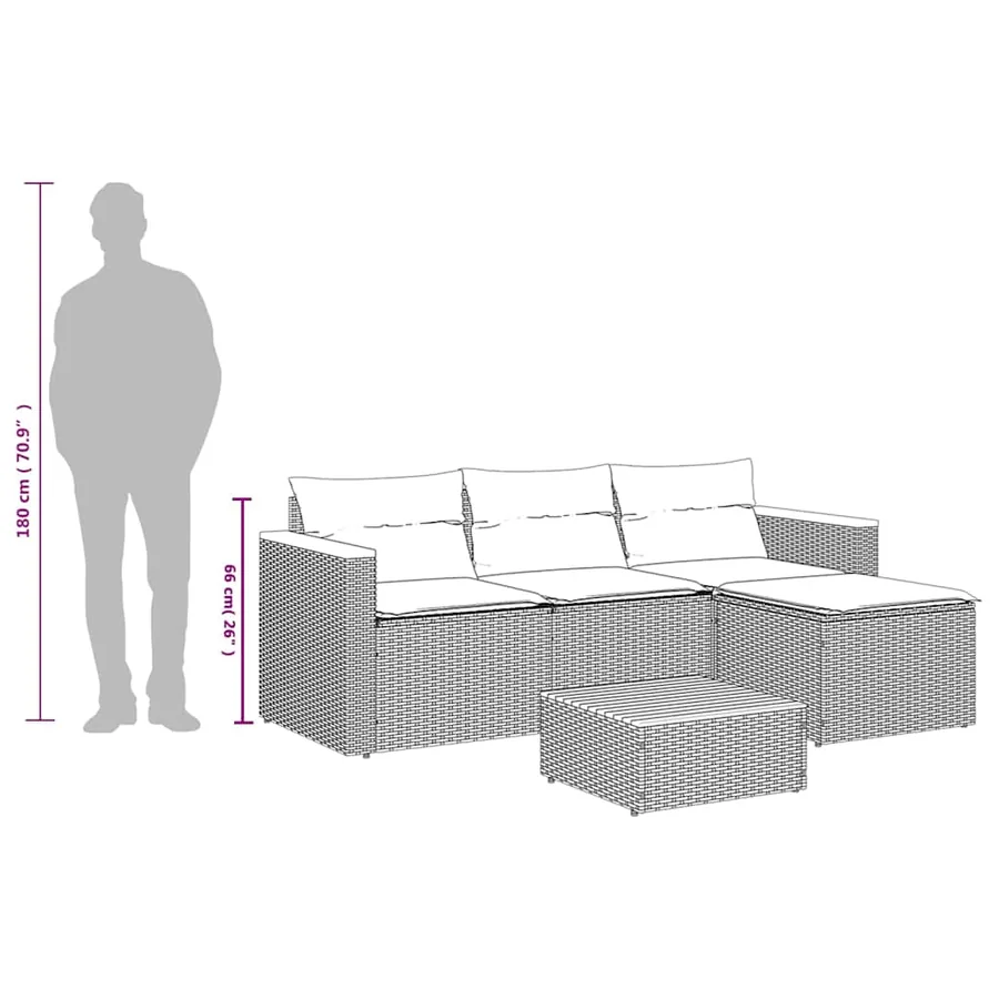 Salon de jardin avec coussins 3 pcs beige résine tressée - 9