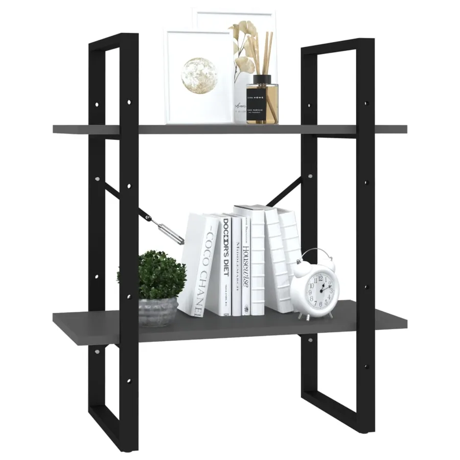 Bibliothèque à 2 niveaux Gris 60x30x70 cm bois d'ingénierie - 4