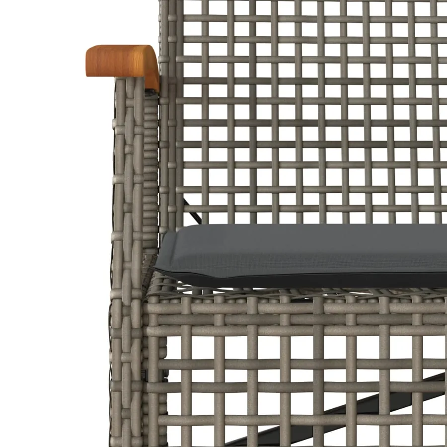 Banc de jardin avec coussin gris résine tressée et acacia - 8