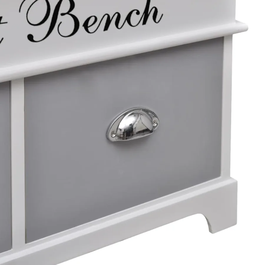 Banc d'entrée et de rangement avec coussin gris 2 tiroirs Blanc - 5