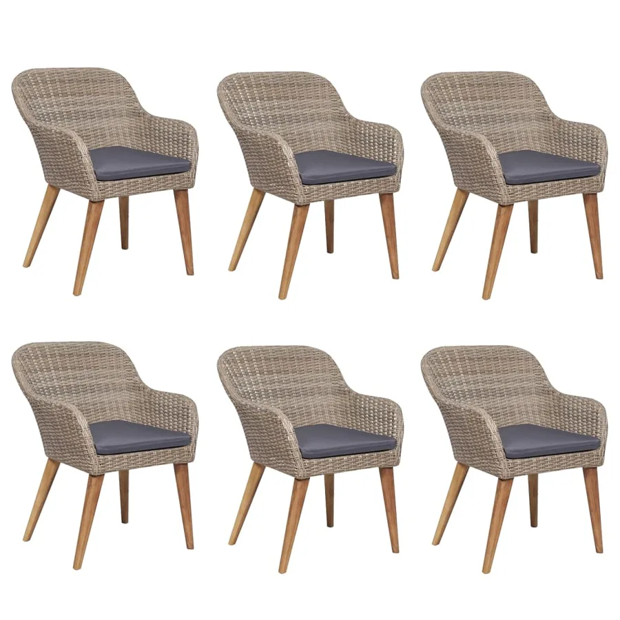 Ensemble à manger de jardin et coussins 7 pcs Marron - 4