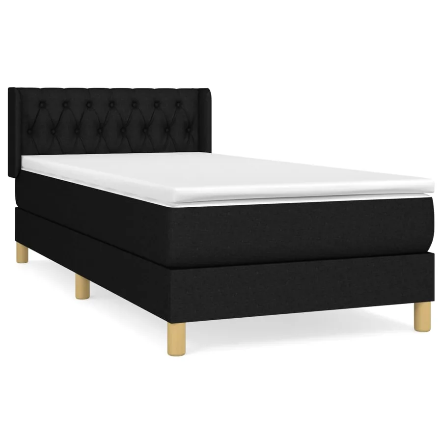 Sommier à lattes de lit avec matelas Noir 90x190 cm Tissu - 2