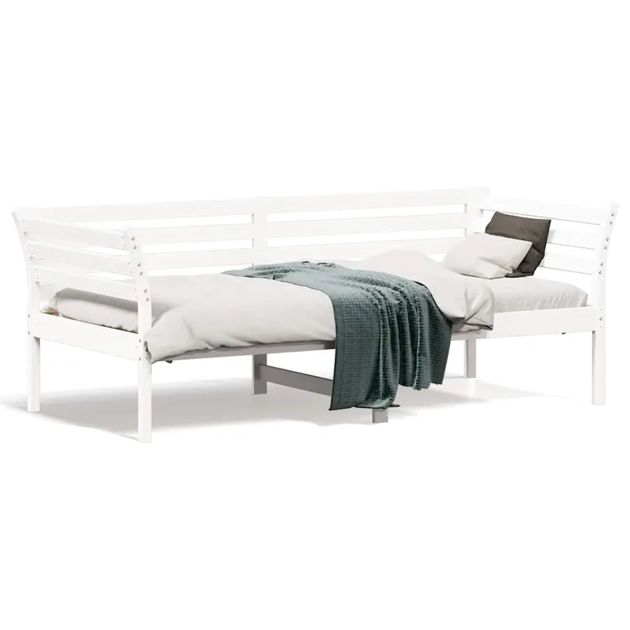 Lit de jour sans matelas blanc 75x190 cm bois de pin massif - 2