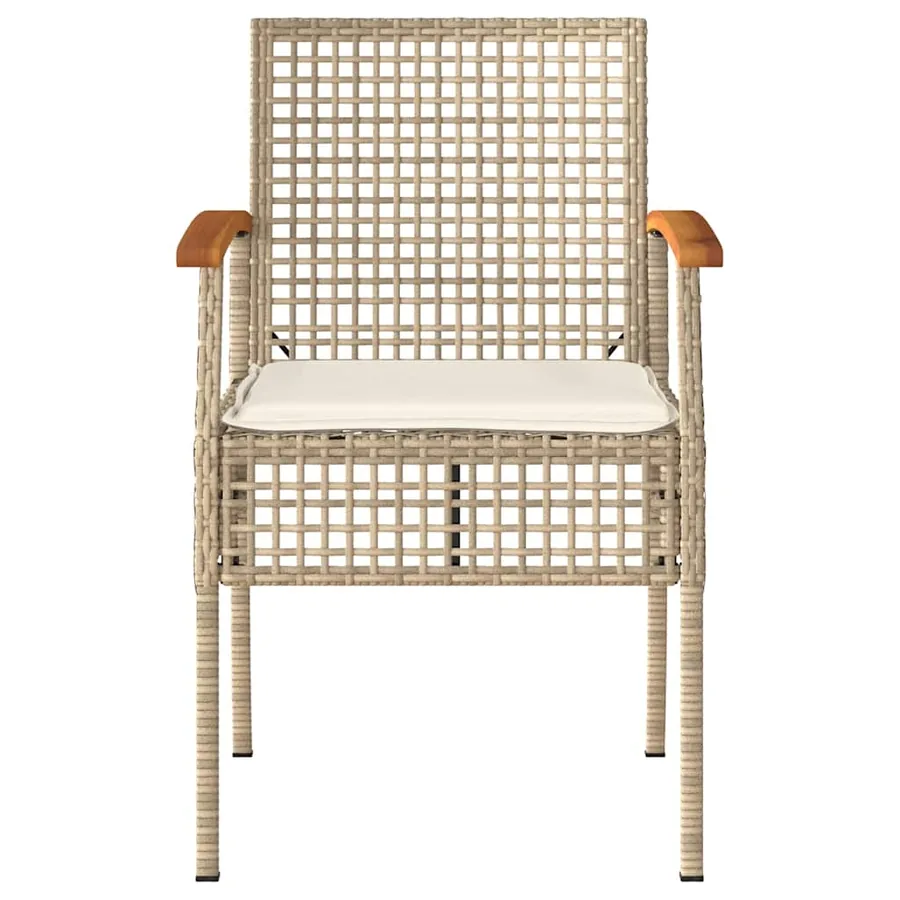 Ensemble de bistro 3 pcs coussins beige résine tressée acacia - 4