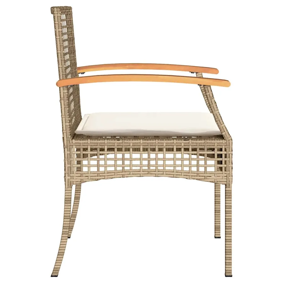Ensemble de bistro 3 pcs coussins beige résine tressée acacia - 6