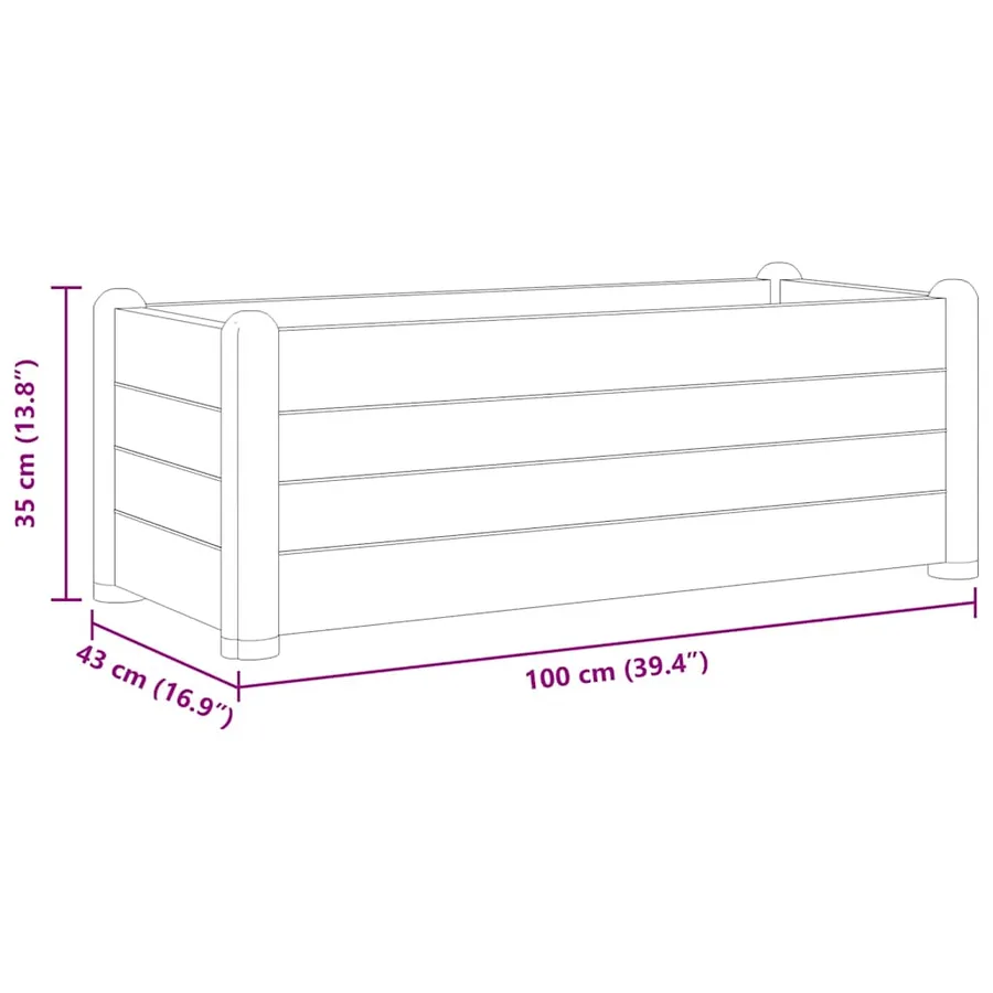 Lit surélevé de jardin PP Blanc 100x43x35 cm - 6